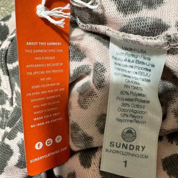 Sundry Sweatpants Size 1 Small 4/6 Pink Gray Leopard Print Stretch Cotton NWT‎ - Picture 6 of 7